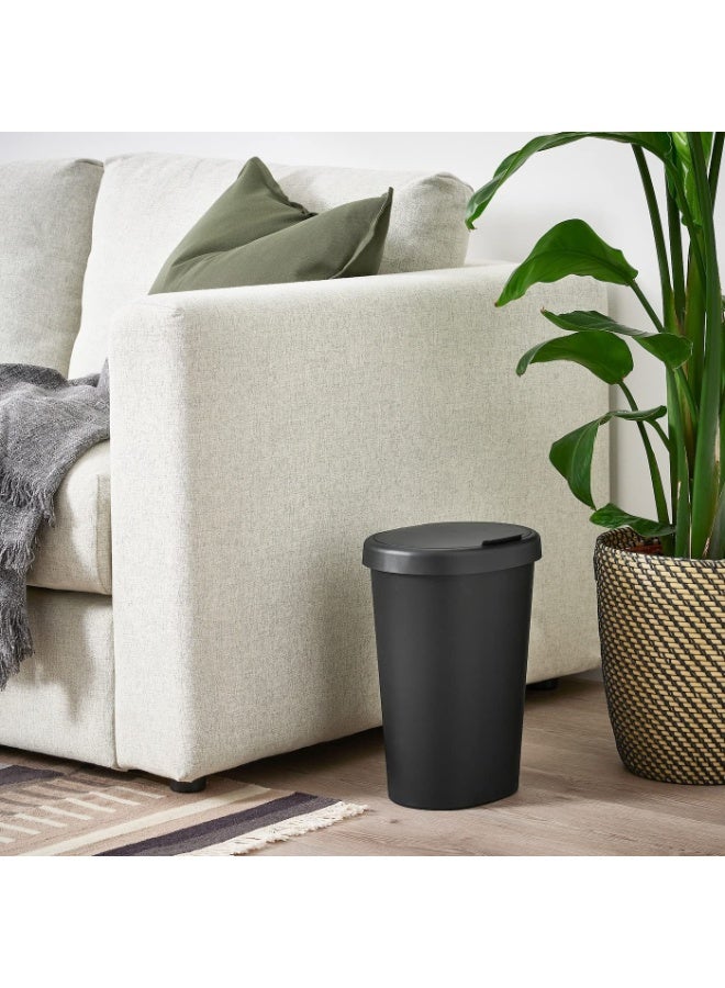 أيكيا سلة مهملات رفيعة بغطاء قابل للإزالة - سلة مهملات منزلية عملية سعة 8 لترات لفرز وتخزين النفايات - مصنوعة من بلاستيك معاد تدويره متين، أسود - Image 3